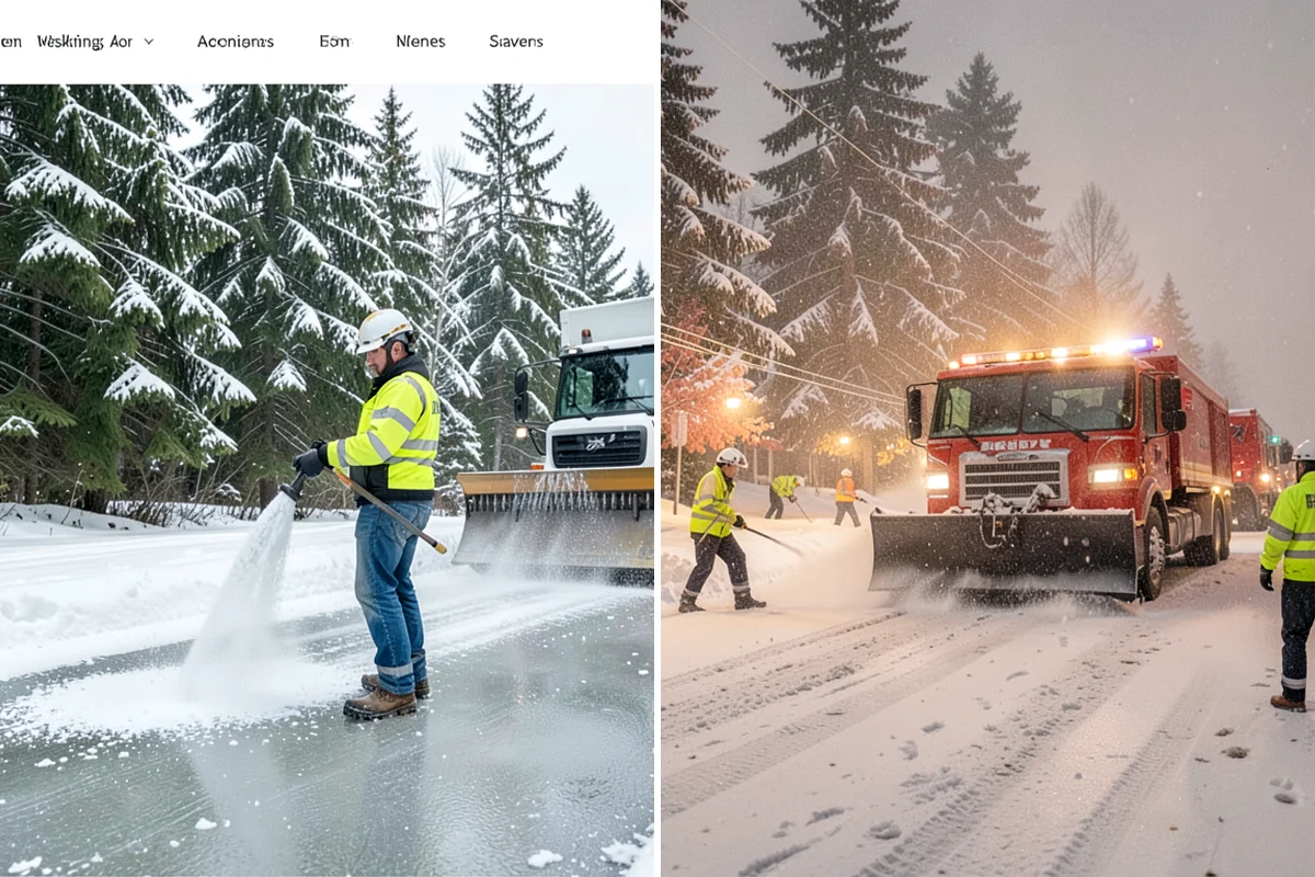 School Deicing in Shoreline, King County, WA - Map bus loops, crosswalks, entrances, and student paths with staff