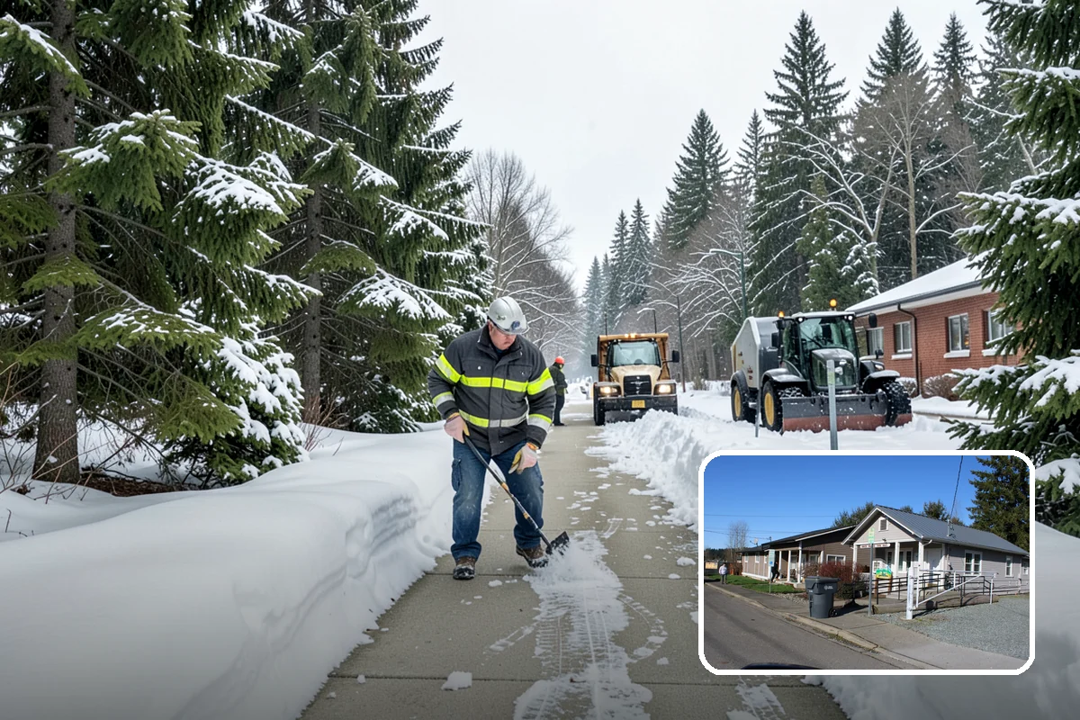 School Deicing in South Prairie, Pierce County, WA - Protects students at busy bus loops and crosswalks