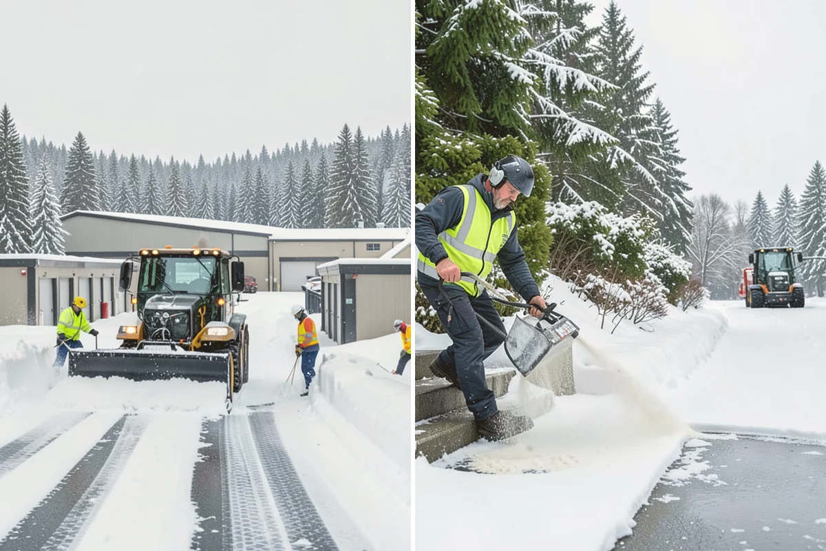 School Deicing in Stanwood, Snohomish County, WA - Map bus loops, crosswalks, entrances, and student paths with staff