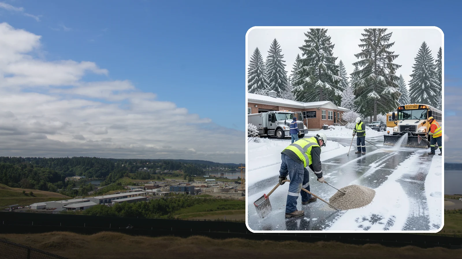 School Deicing in University Place, Pierce County, WA - Deicing for schools that keeps bus loops, crosswalks, and student entrances safe before the first children arrive on a frozen...