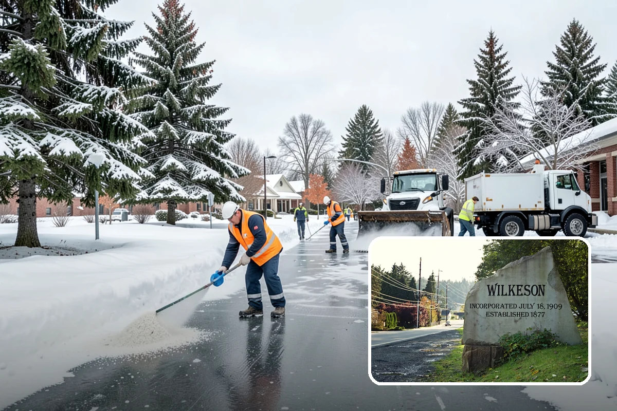 School Deicing in Wilkeson, Pierce County, WA - Protects students at busy bus loops and crosswalks