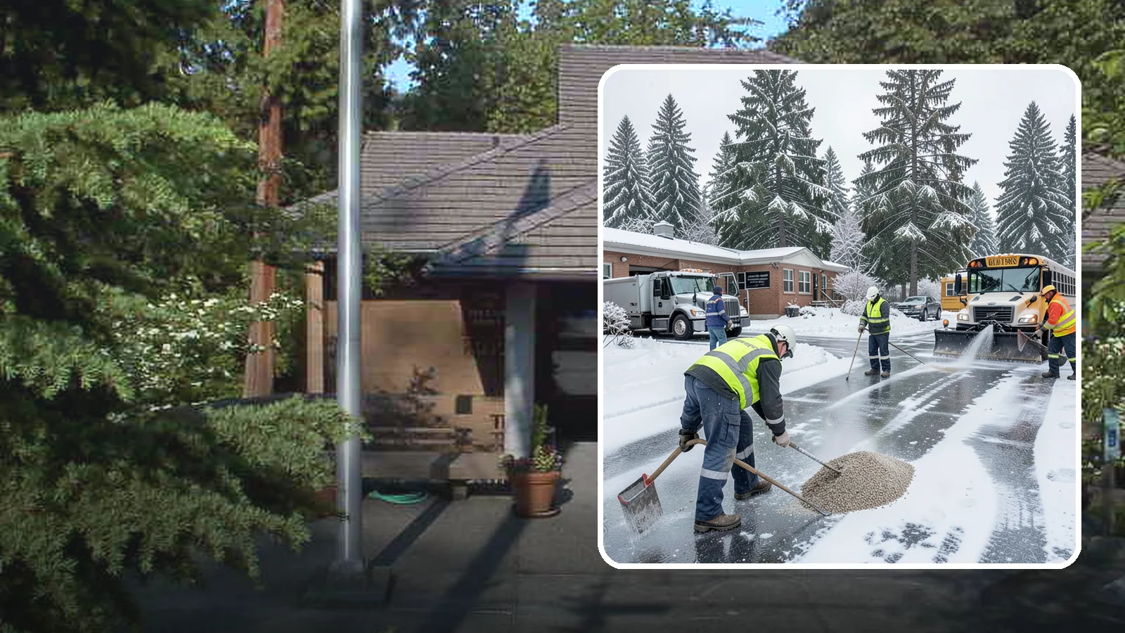 School Deicing in Yarrow Point, King County, WA - Deicing for schools that keeps bus loops, crosswalks, and student entrances safe before the first children arrive on a frozen...