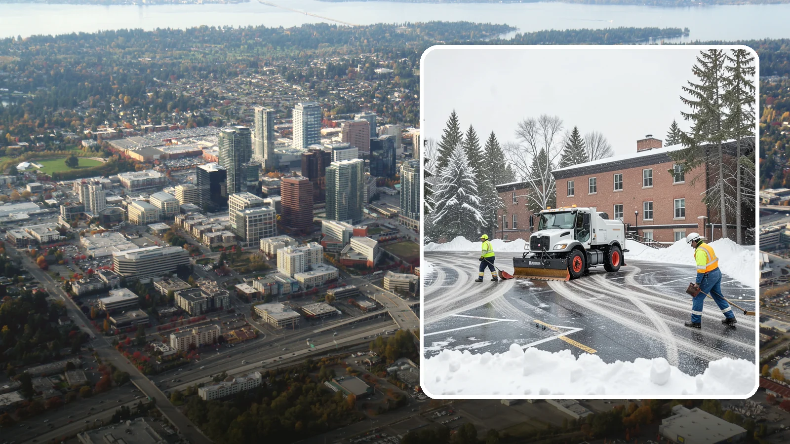 School Parking Lot Snow Removal in Bellevue, King County, WA - We clear school lots and bus loops so Western Washington students, staff, and buses move safely on snowy mornings.