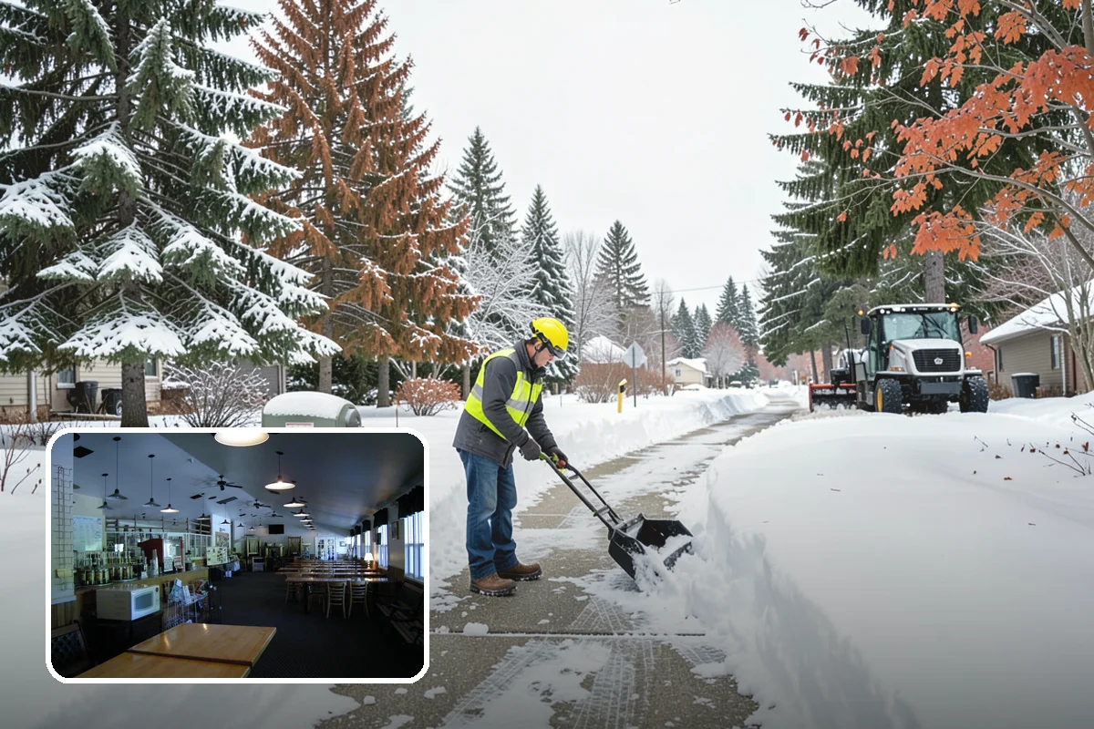 School Parking Lot Snow Removal in Black Diamond, King County, WA - Buses, staff, and visitors reach the campus on a cleared, orderly lot