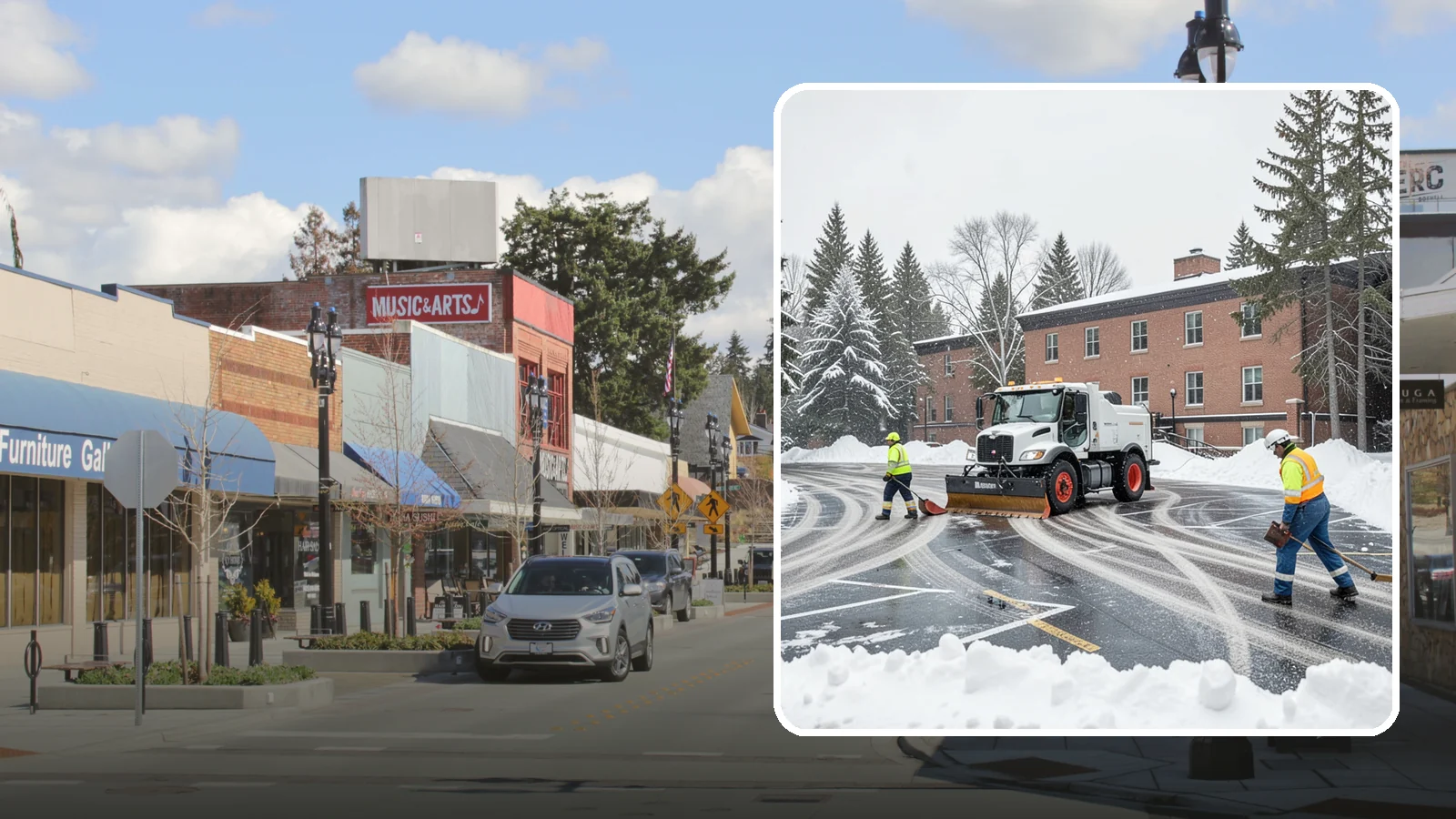 School Parking Lot Snow Removal in Bothell, King County, WA - We clear school lots and bus loops so Western Washington students, staff, and buses move safely on snowy mornings.