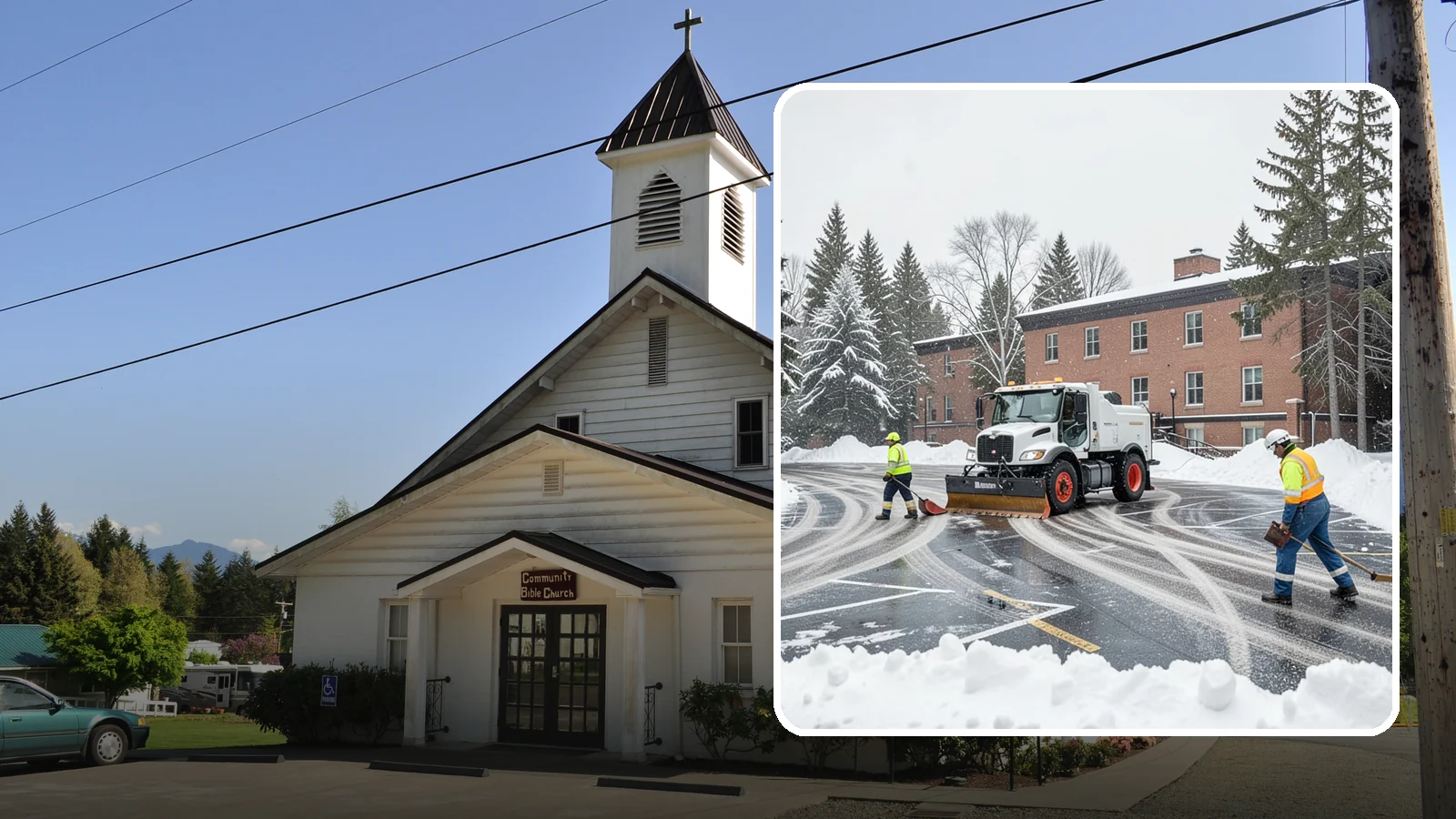 School Parking Lot Snow Removal in Concrete, Skagit County, WA - We clear school lots and bus loops so Western Washington students, staff, and buses move safely on snowy mornings.