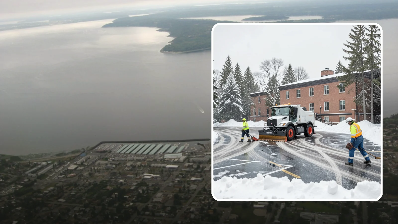 School Parking Lot Snow Removal in Des Moines, King County, WA - We clear school lots and bus loops so Western Washington students, staff, and buses move safely on snowy mornings.