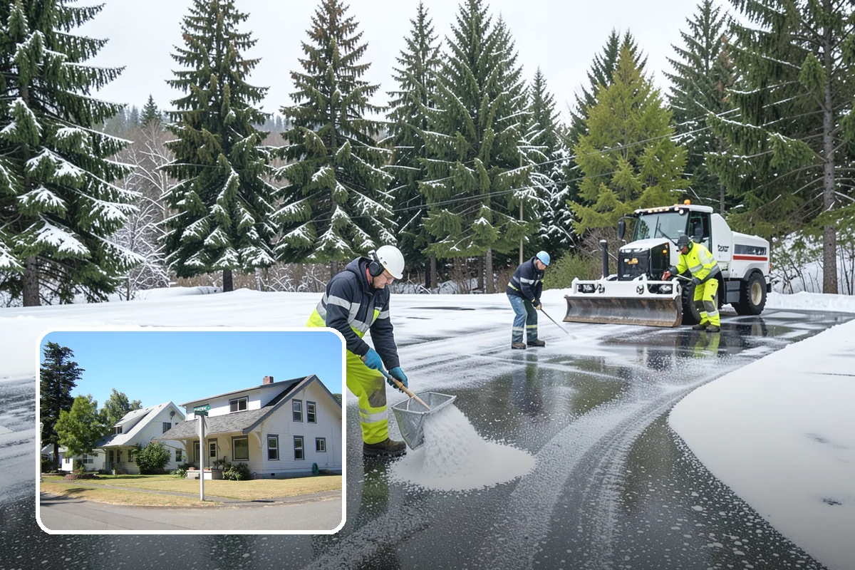 School Parking Lot Snow Removal in DuPont, Pierce County, WA - Buses, staff, and visitors reach the campus on a cleared, orderly lot