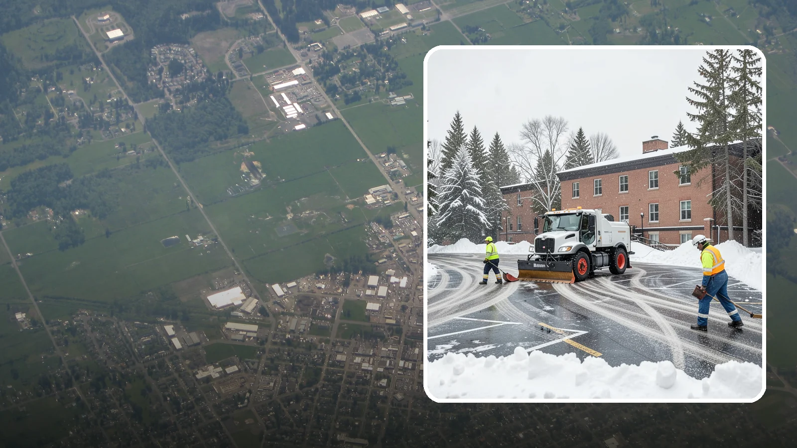 School Parking Lot Snow Removal in Enumclaw, King County, WA - We clear school lots and bus loops so Western Washington students, staff, and buses move safely on snowy mornings.