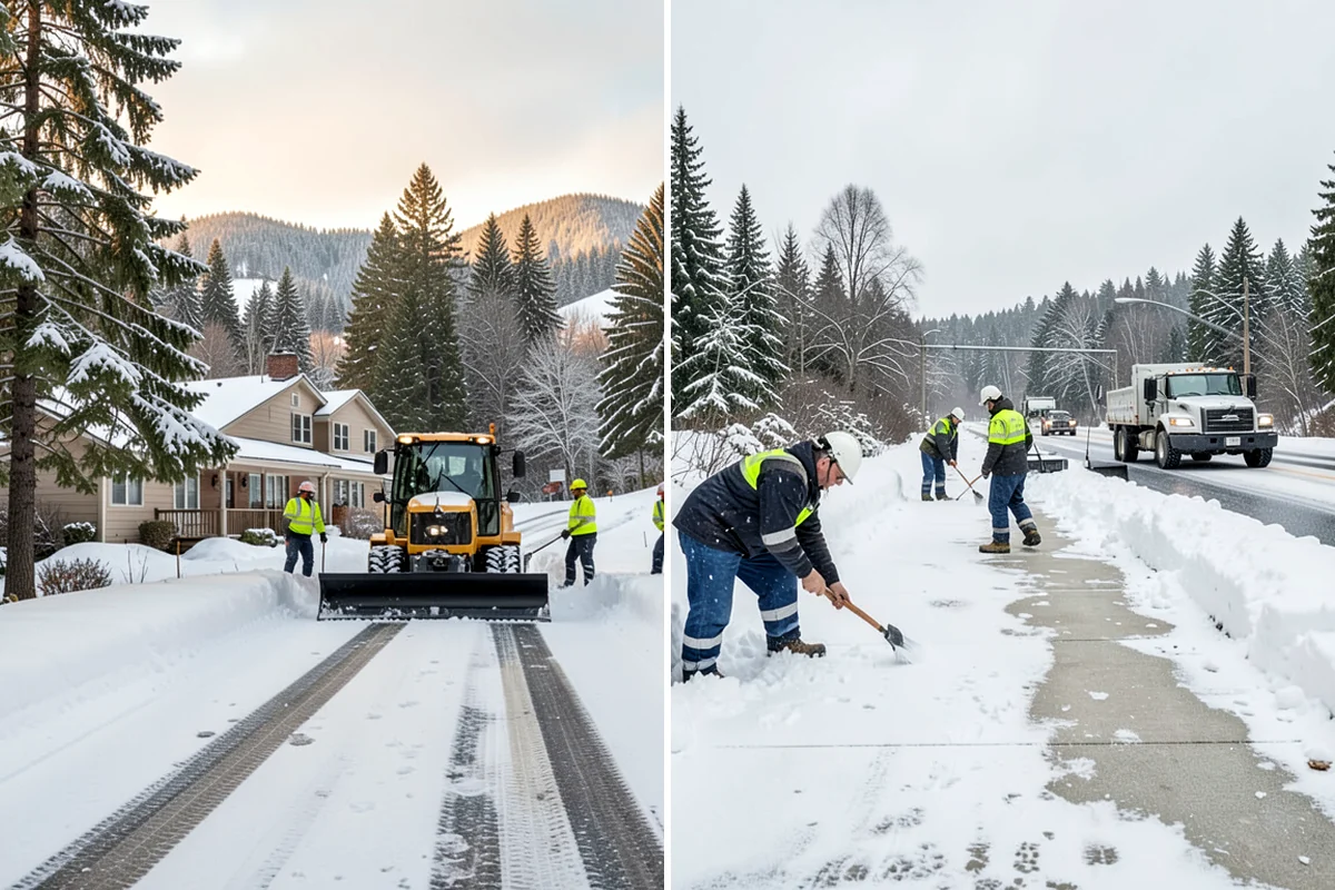 School Parking Lot Snow Removal in Federal Way, King County, WA - Coordinate bus loops, drop-off lanes, and fire routes with campus staff