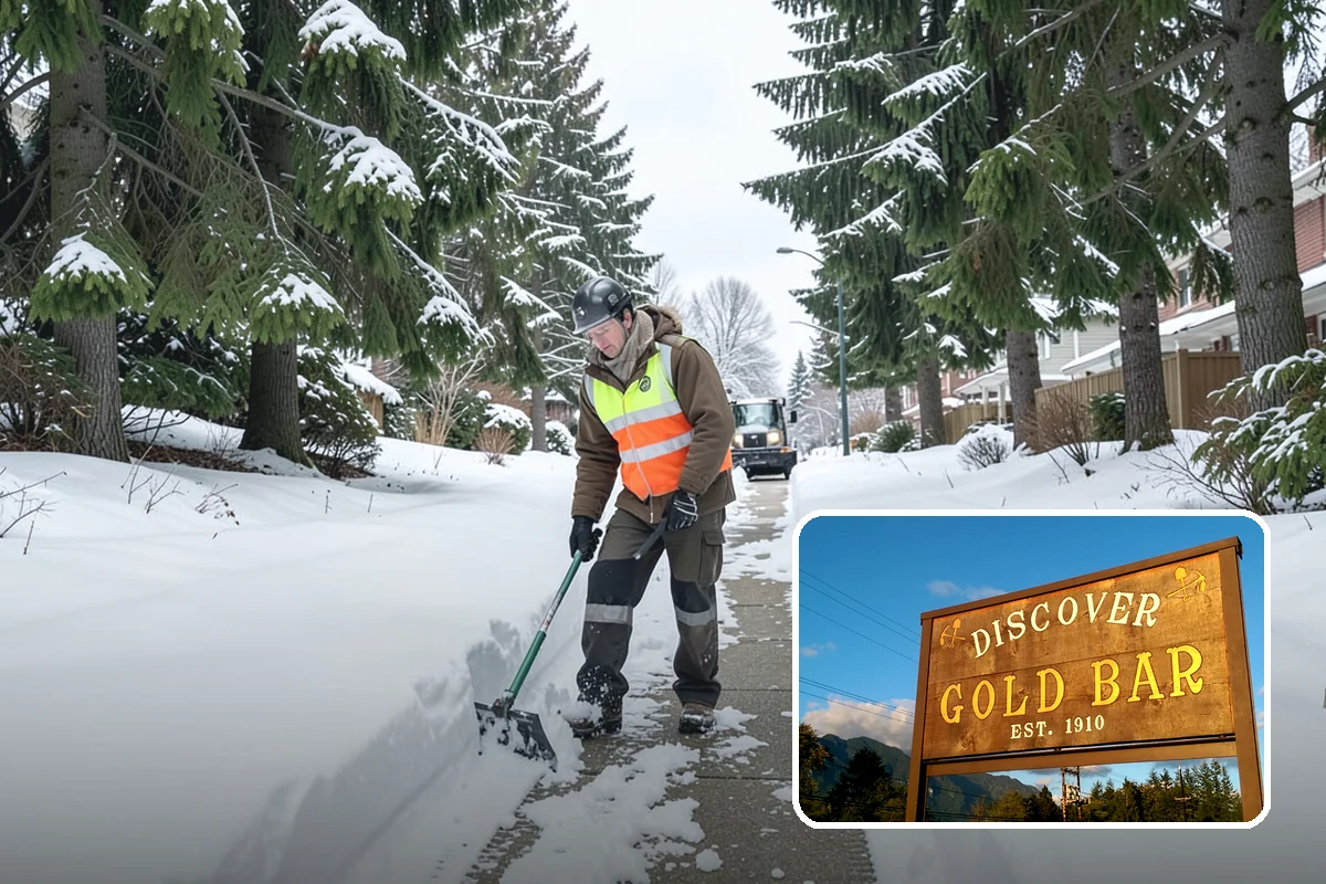School Parking Lot Snow Removal in Gold Bar, Snohomish County, WA - Buses, staff, and visitors reach the campus on a cleared, orderly lot