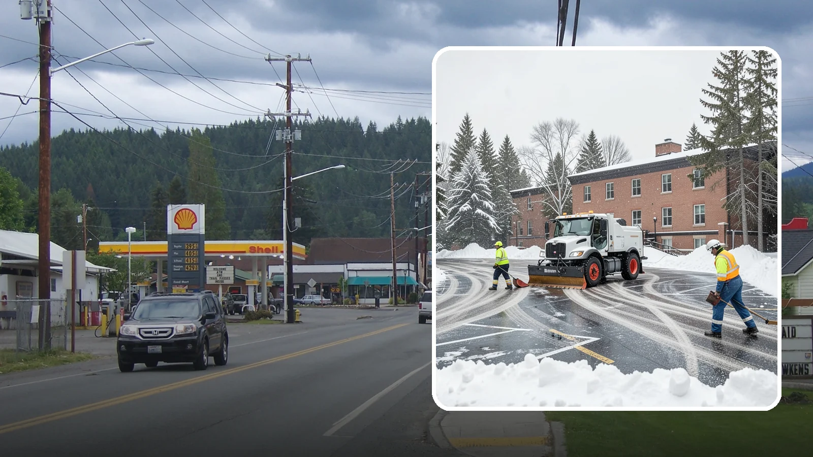 School Parking Lot Snow Removal in Granite Falls, Snohomish County, WA - We clear school lots and bus loops so Western Washington students, staff, and buses move safely on snowy mornings.