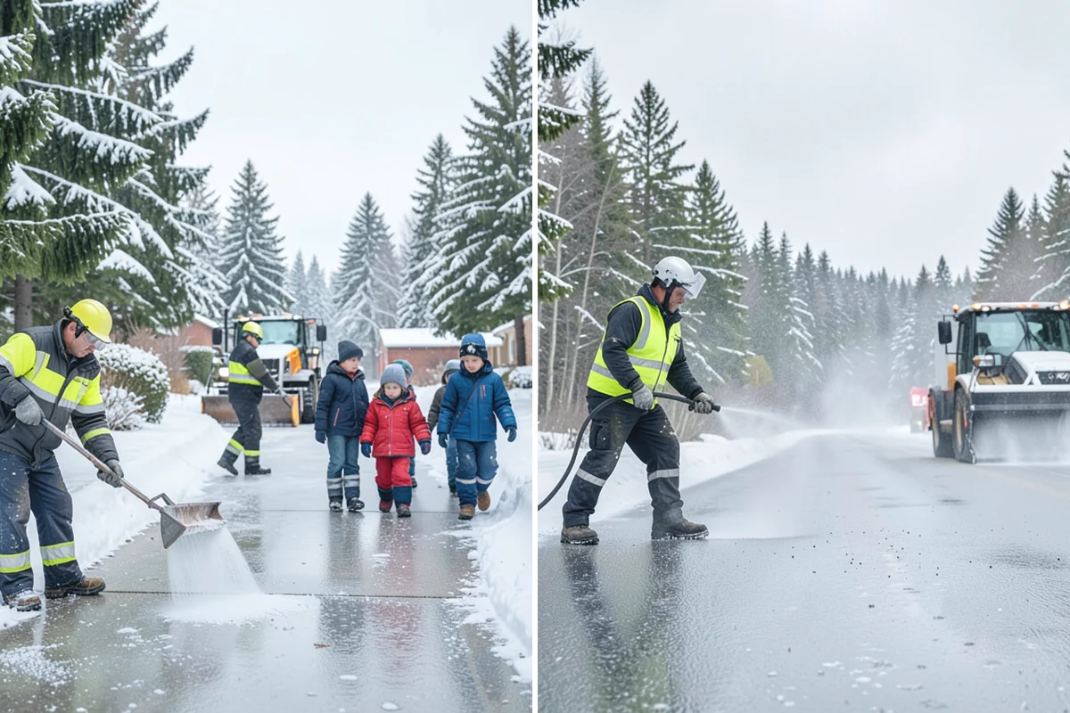 School Parking Lot Snow Removal in Hamilton, Skagit County, WA - Coordinate bus loops, drop-off lanes, and fire routes with campus staff
