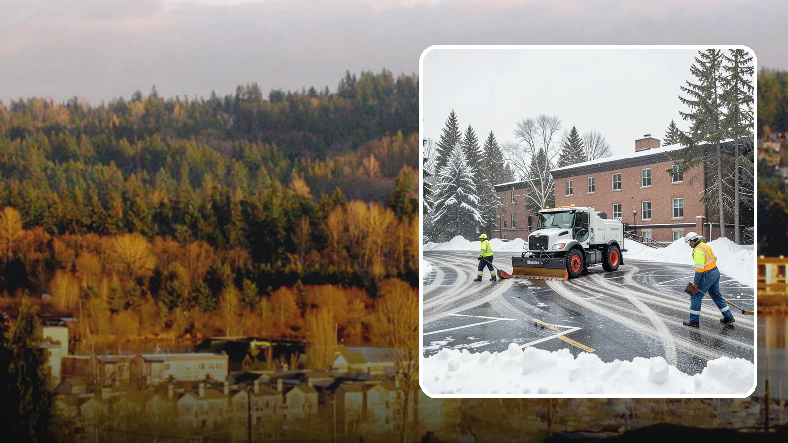 School Parking Lot Snow Removal in Kenmore, King County, WA - We clear school lots and bus loops so Western Washington students, staff, and buses move safely on snowy mornings.