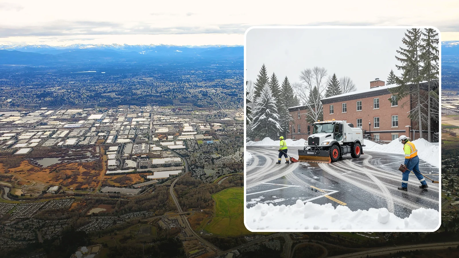 School Parking Lot Snow Removal in Kent, King County, WA - We clear school lots and bus loops so Western Washington students, staff, and buses move safely on snowy mornings.