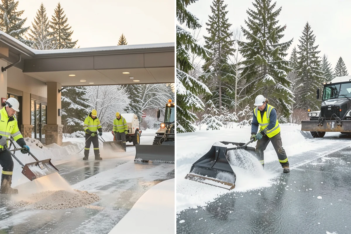 School Parking Lot Snow Removal in Kirkland, King County, WA - Coordinate bus loops, drop-off lanes, and fire routes with campus staff