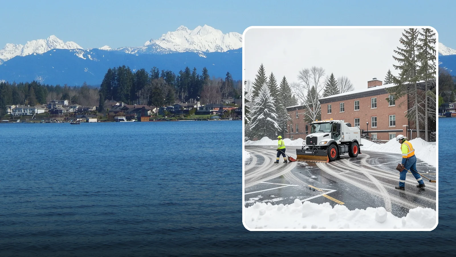 School Parking Lot Snow Removal in Lake Stevens, Snohomish County, WA - We clear school lots and bus loops so Western Washington students, staff, and buses move safely on snowy mornings.