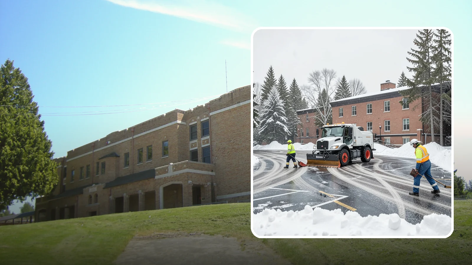 School Parking Lot Snow Removal in Maple Valley, King County, WA - We clear school lots and bus loops so Western Washington students, staff, and buses move safely on snowy mornings.