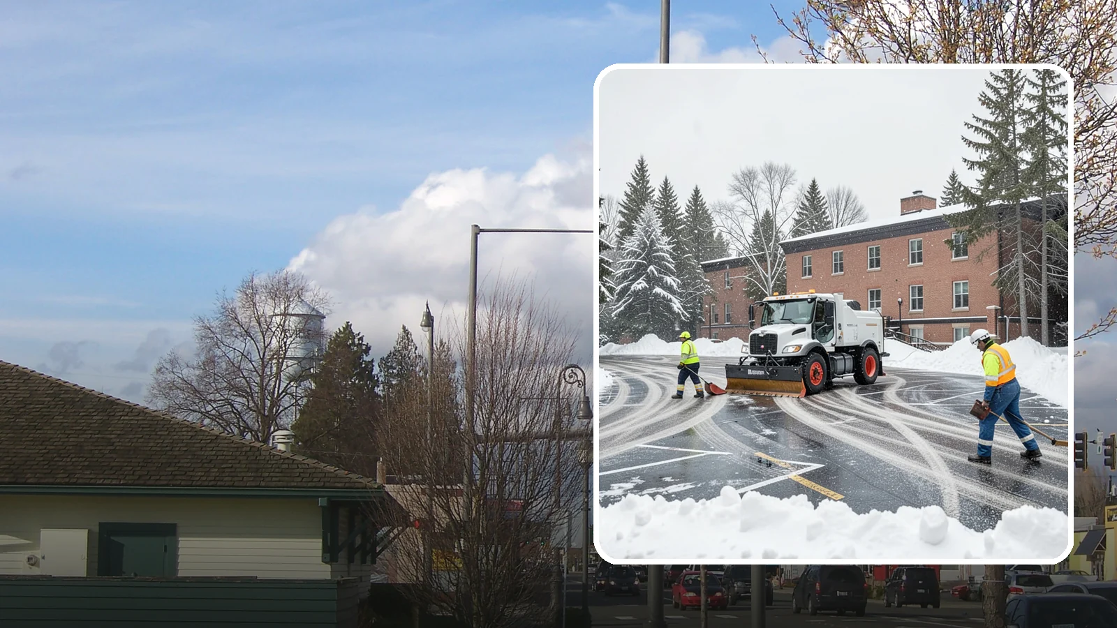 School Parking Lot Snow Removal in Marysville, Snohomish County, WA - We clear school lots and bus loops so Western Washington students, staff, and buses move safely on snowy mornings.