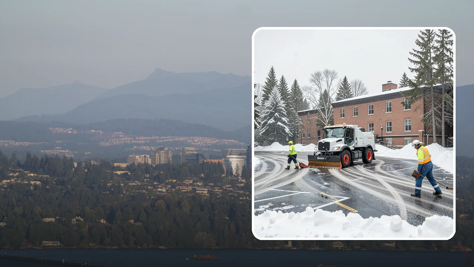 School Parking Lot Snow Removal in Medina, King County, WA - We clear school lots and bus loops so Western Washington students, staff, and buses move safely on snowy mornings.