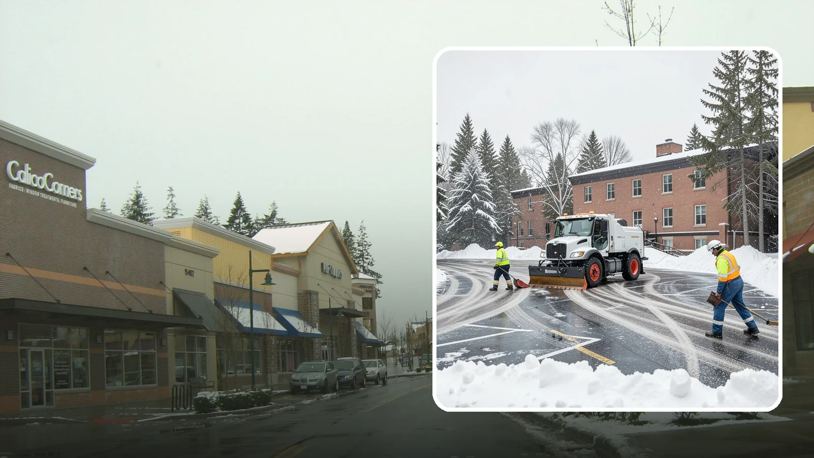 School Parking Lot Snow Removal in Mill Creek, Snohomish County, WA - We clear school lots and bus loops so Western Washington students, staff, and buses move safely on snowy mornings.