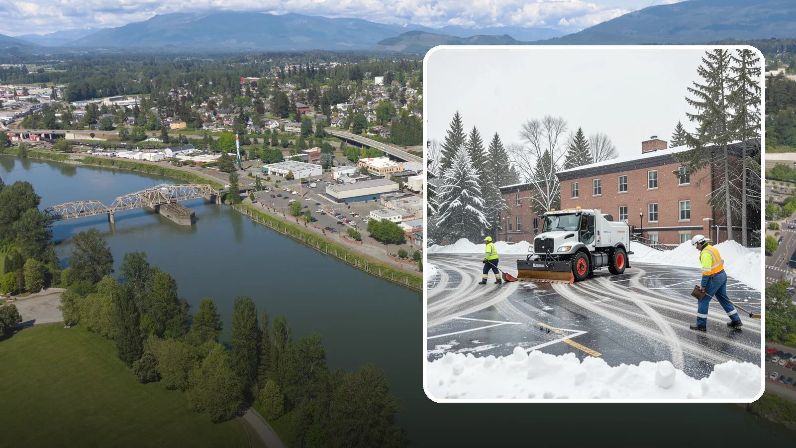 School Parking Lot Snow Removal in Mount Vernon, Skagit County, WA - We clear school lots and bus loops so Western Washington students, staff, and buses move safely on snowy mornings.