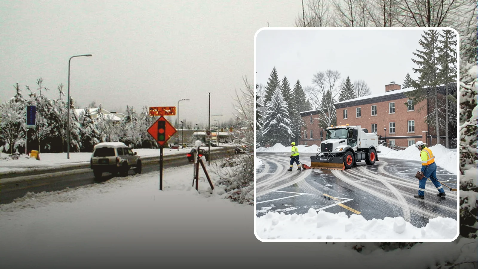 School Parking Lot Snow Removal in Newcastle, King County, WA - We clear school lots and bus loops so Western Washington students, staff, and buses move safely on snowy mornings.