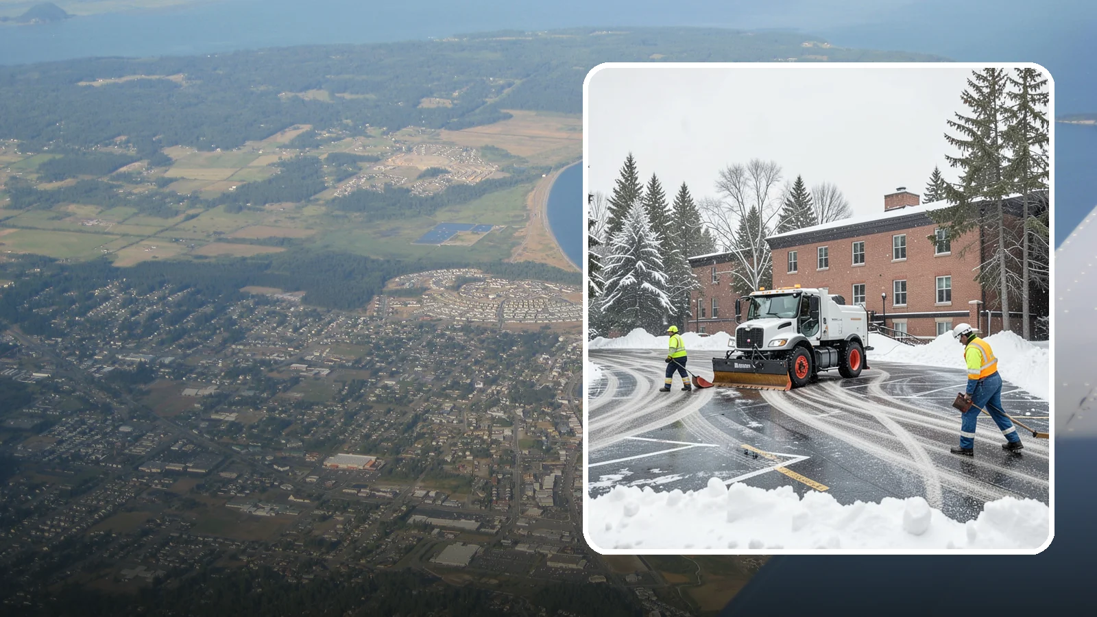 School Parking Lot Snow Removal in Oak Harbor, Island County, WA - We clear school lots and bus loops so Western Washington students, staff, and buses move safely on snowy mornings.