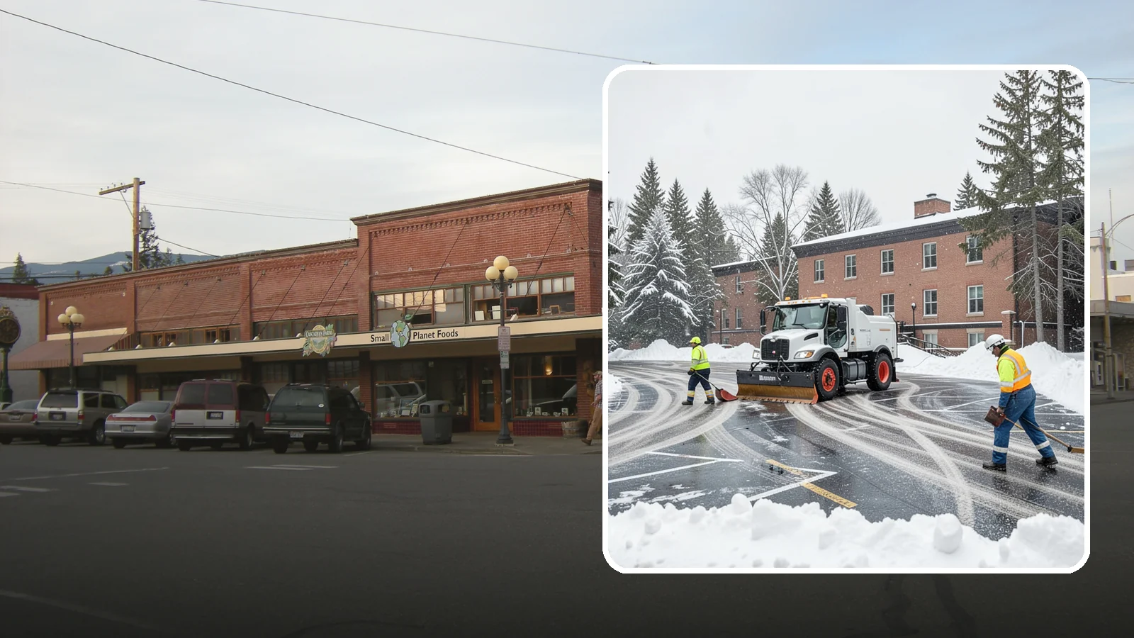 School Parking Lot Snow Removal in Sedro-Woolley, Skagit County, WA - We clear school lots and bus loops so Western Washington students, staff, and buses move safely on snowy mornings.