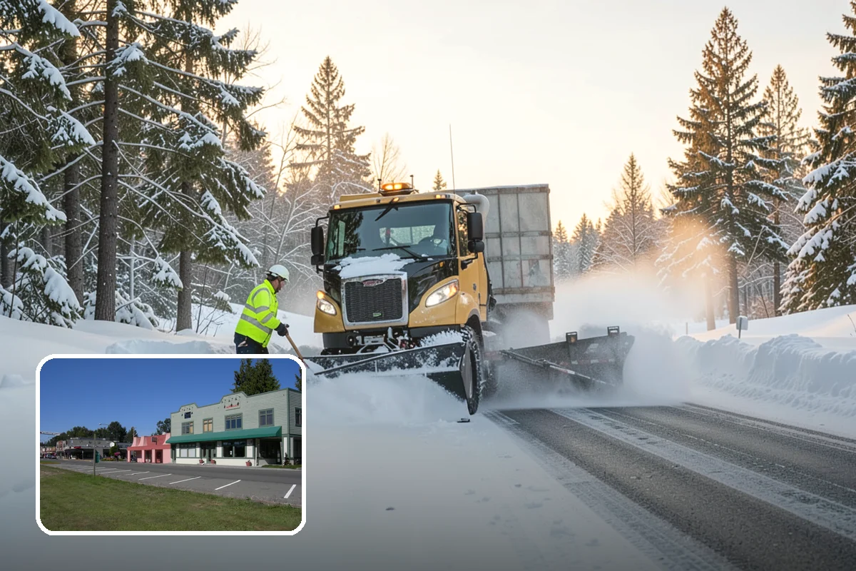 School Parking Lot Snow Removal in Snoqualmie, King County, WA - Buses, staff, and visitors reach the campus on a cleared, orderly lot