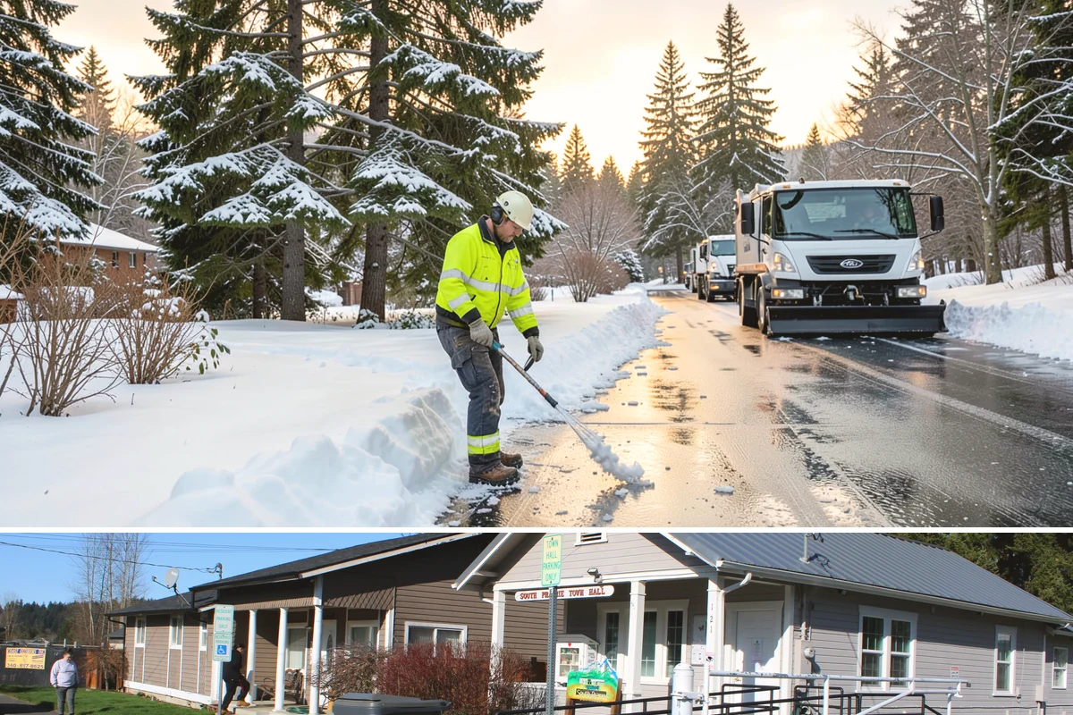School Parking Lot Snow Removal in South Prairie, Pierce County, WA - School lots across Western Washington require the most snow response from December through February, when morning freezes...