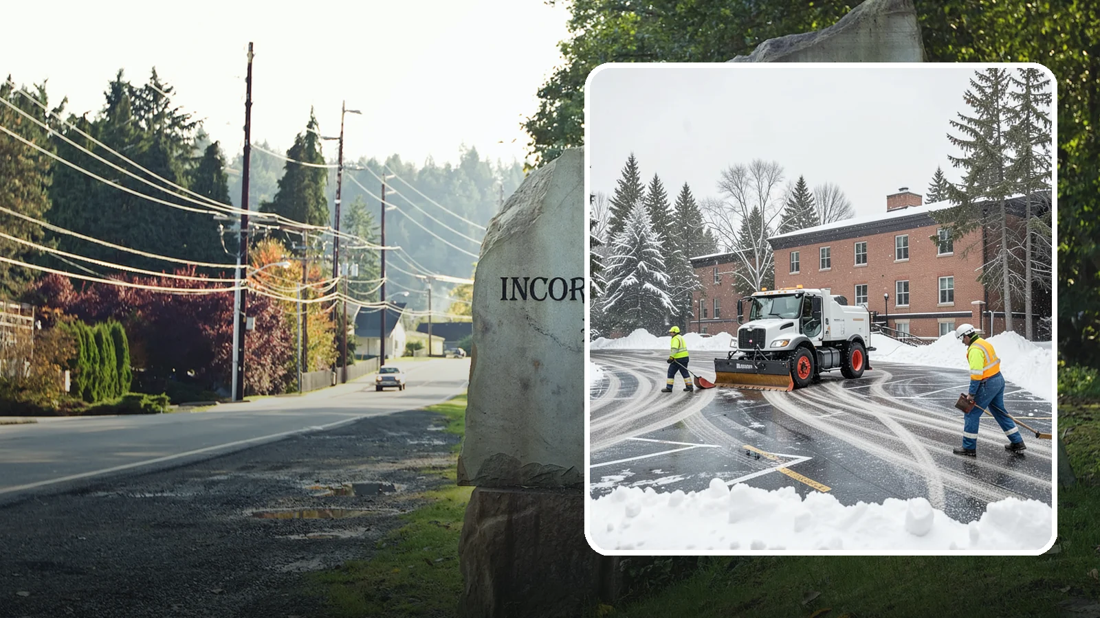 School Parking Lot Snow Removal in Wilkeson, Pierce County, WA - We clear school lots and bus loops so Western Washington students, staff, and buses move safely on snowy mornings.