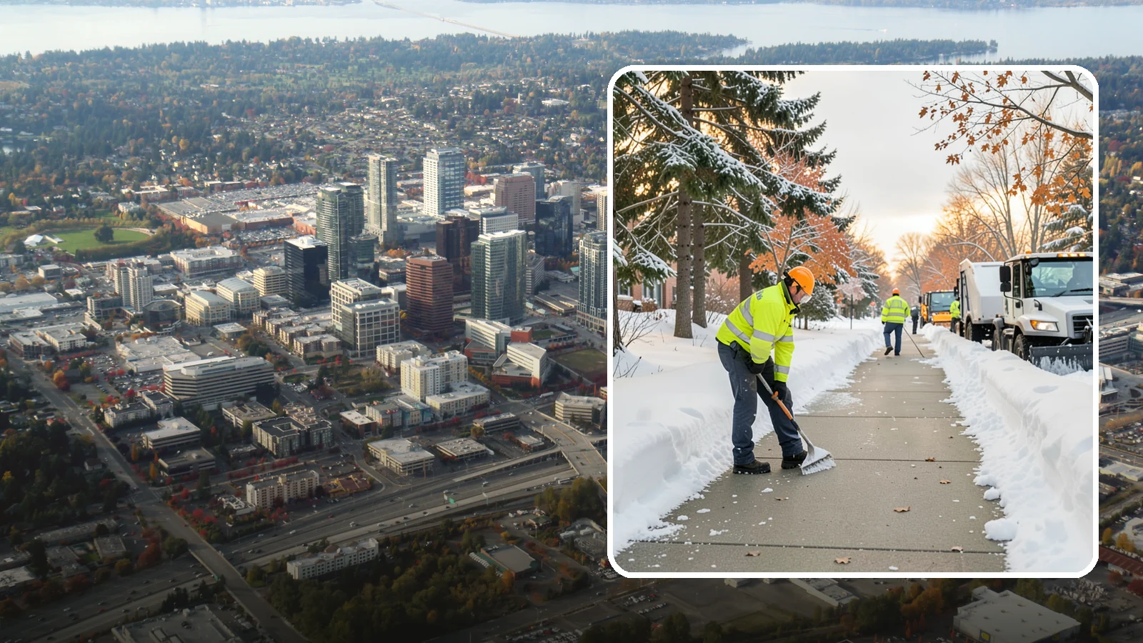 School Sidewalk Clearing in Bellevue, King County, WA - We clear school sidewalks and walkways early so students and staff arrive safely on snowy mornings.
