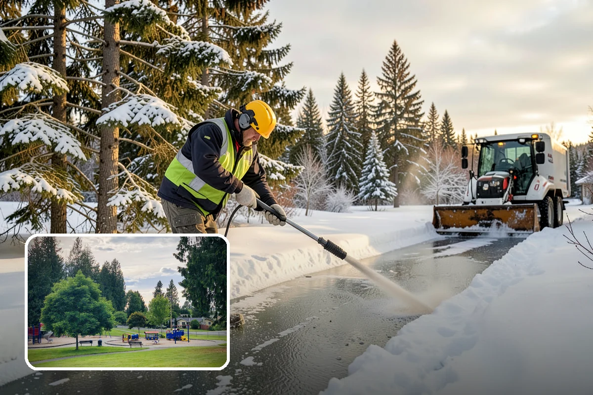 School Sidewalk Clearing in Bonney Lake, Pierce County, WA - Clears walks before arrival times
