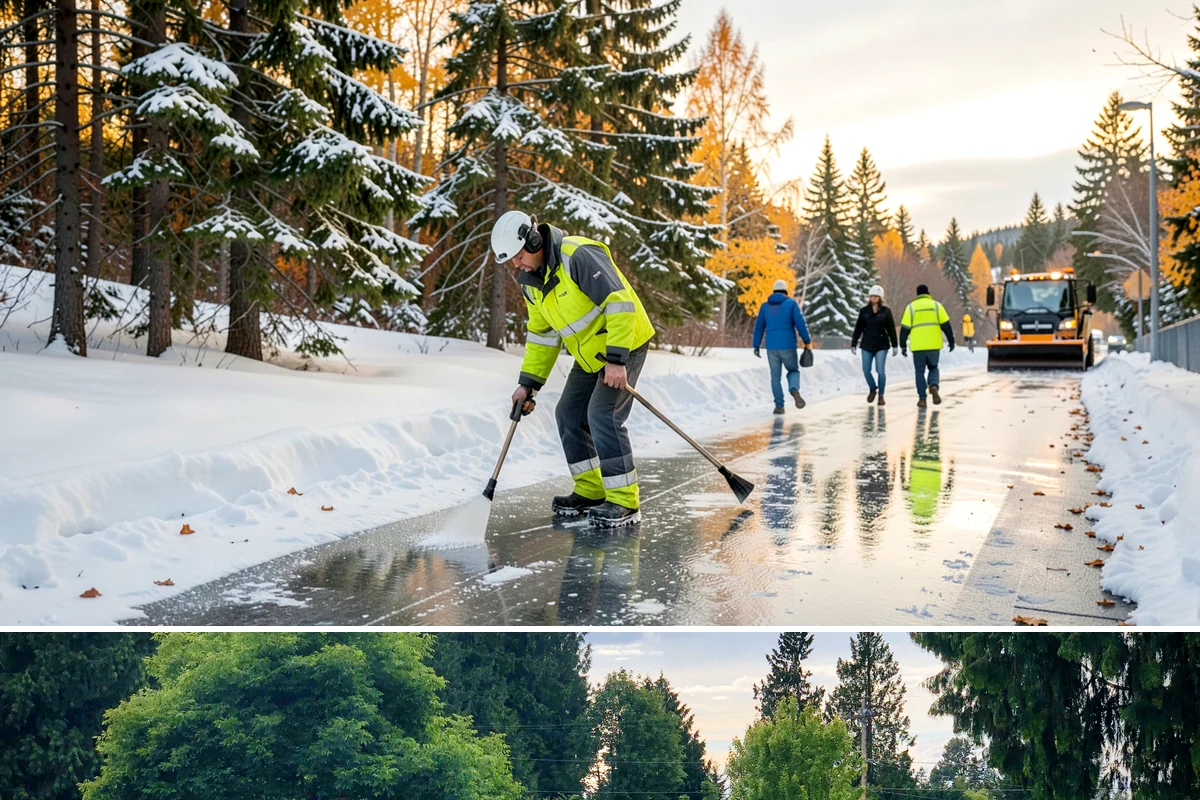 School Sidewalk Clearing in Bonney Lake, Pierce County, WA - School sidewalk clearing is critical on snow mornings throughout the winter term.