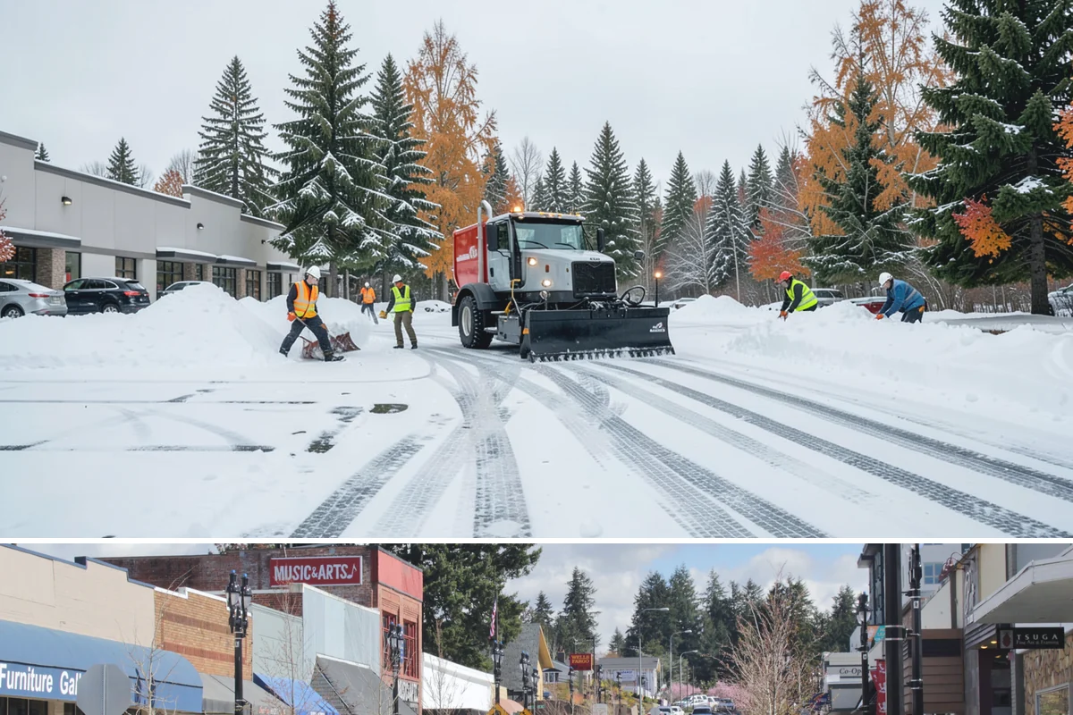 School Sidewalk Clearing in Bothell, King County, WA - School sidewalk clearing is critical on snow mornings throughout the winter term.