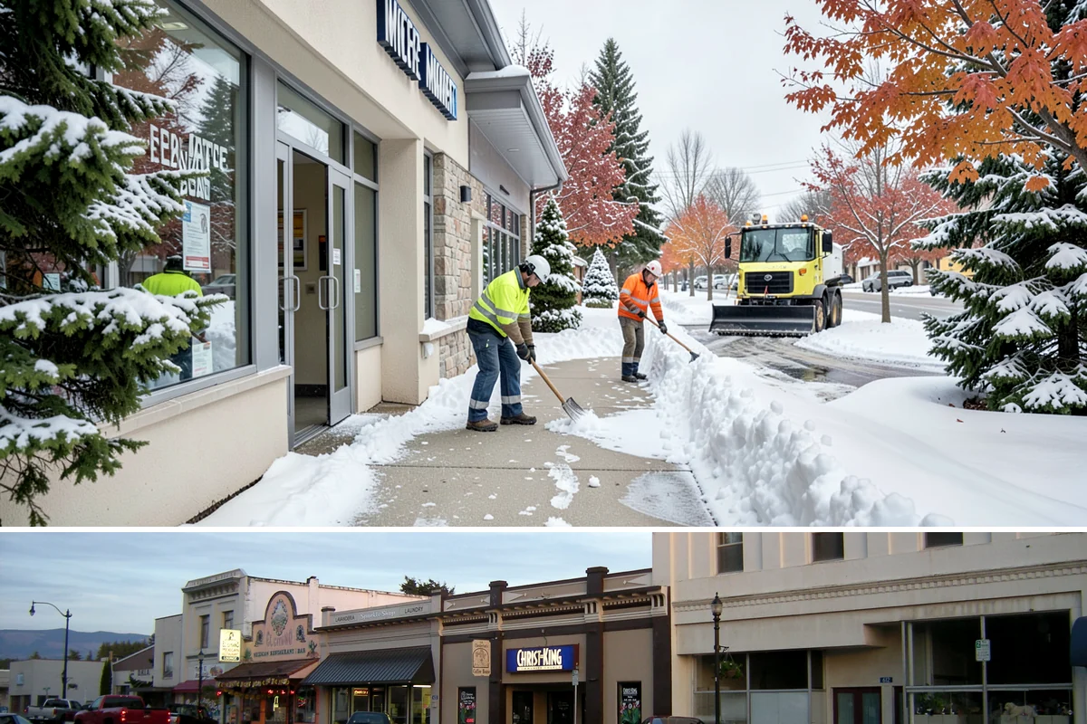 School Sidewalk Clearing in Burlington, Skagit County, WA - School sidewalk clearing is critical on snow mornings throughout the winter term.