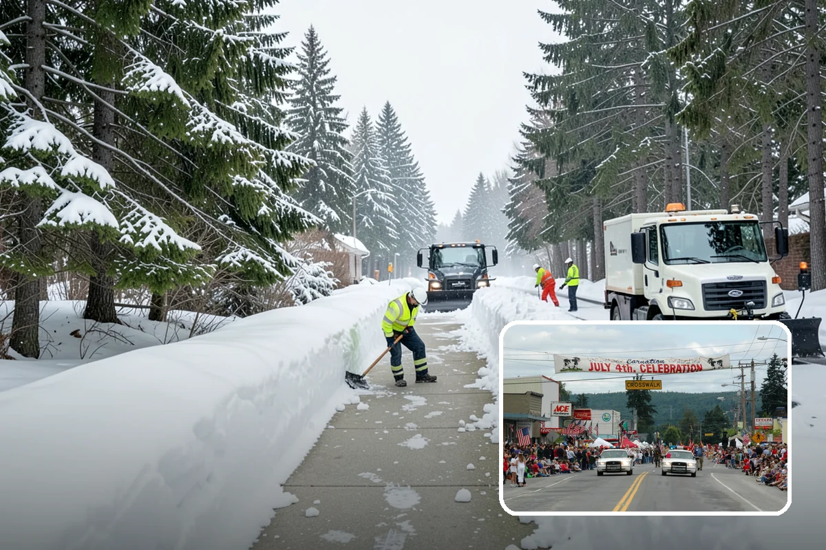 School Sidewalk Clearing in Carnation, King County, WA - Clears walks before arrival times