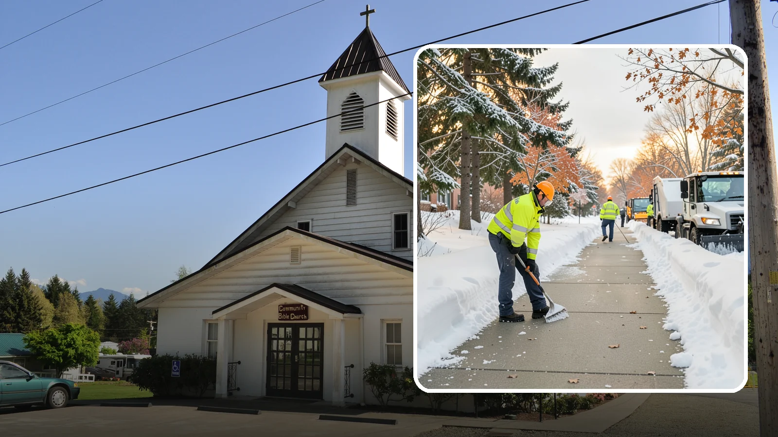 School Sidewalk Clearing in Concrete, Skagit County, WA - We clear school sidewalks and walkways early so students and staff arrive safely on snowy mornings.