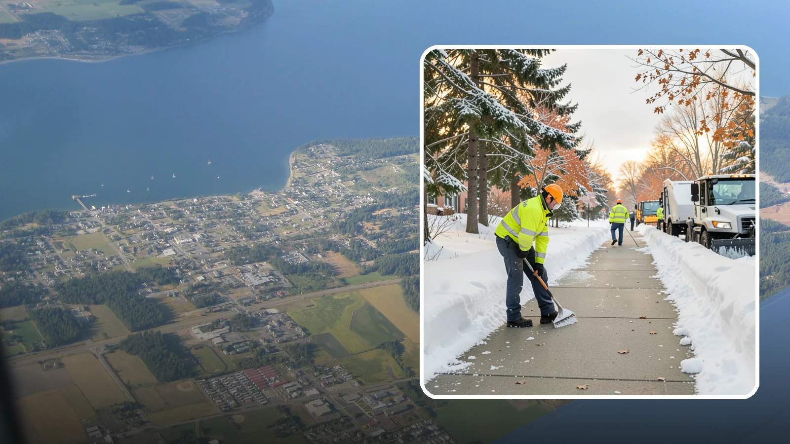 School Sidewalk Clearing in Coupeville, Island County, WA - We clear school sidewalks and walkways early so students and staff arrive safely on snowy mornings.