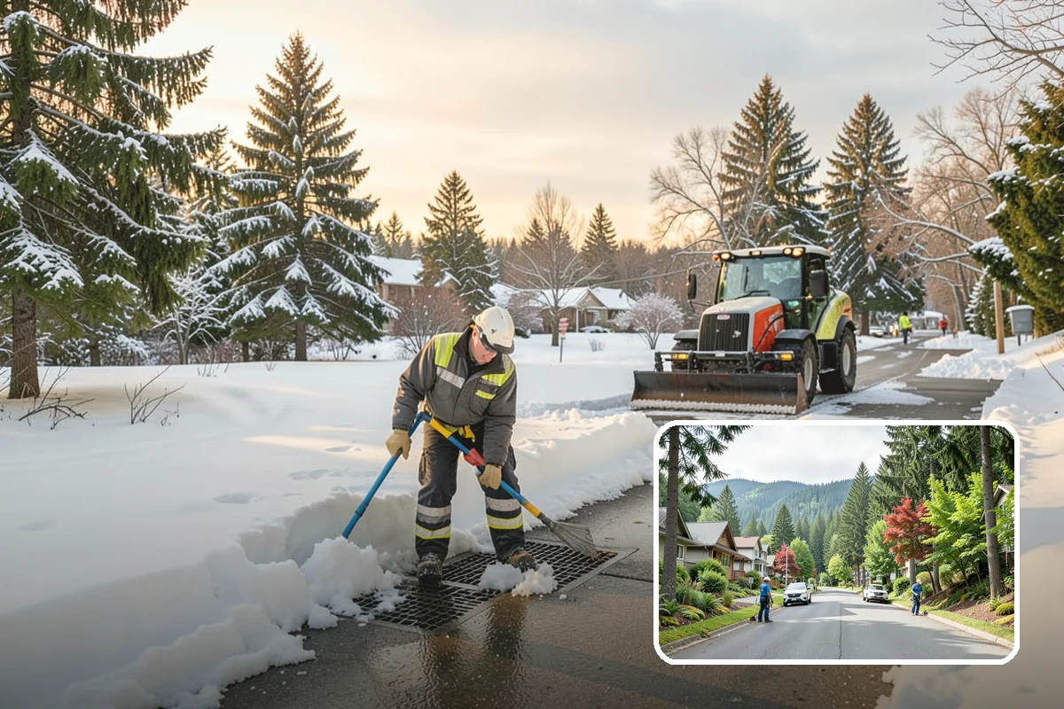 School Sidewalk Clearing in Darrington, Snohomish County, WA - Clears walks before arrival times