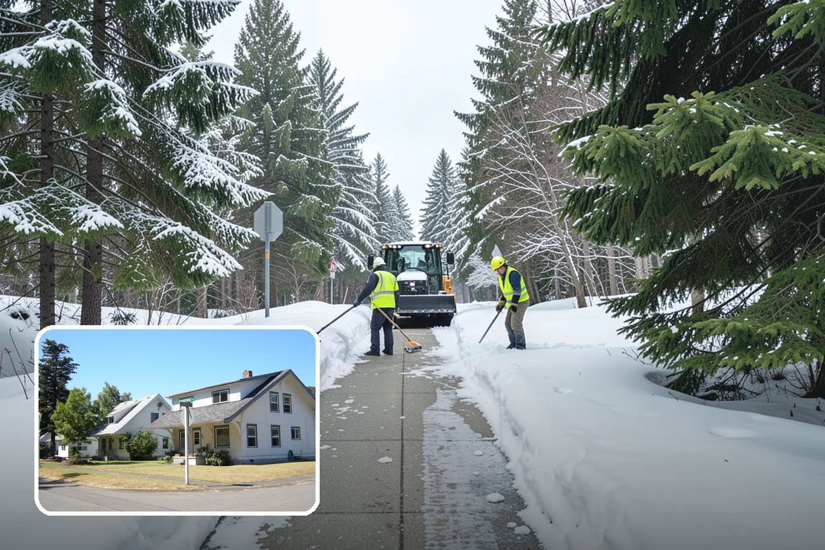School Sidewalk Clearing in DuPont, Pierce County, WA - Clears walks before arrival times