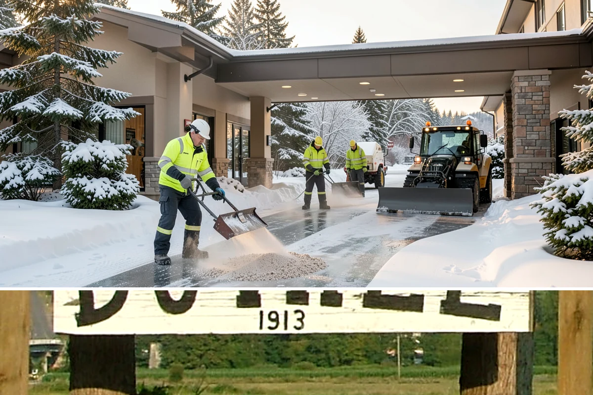 School Sidewalk Clearing in Duvall, King County, WA - School sidewalk clearing is critical on snow mornings throughout the winter term.