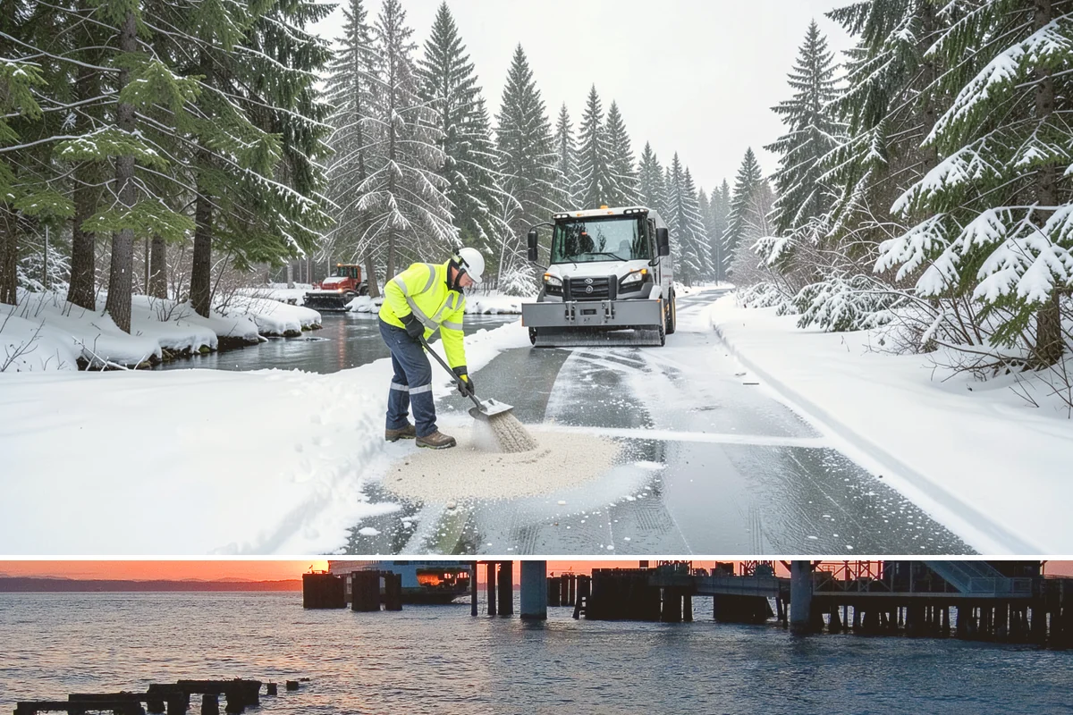 School Sidewalk Clearing in Edmonds, Snohomish County, WA - School sidewalk clearing is critical on snow mornings throughout the winter term.