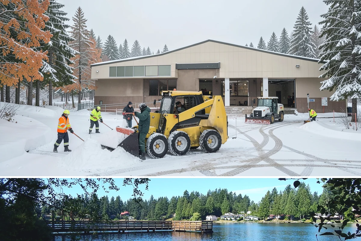 School Sidewalk Clearing in Federal Way, King County, WA - School sidewalk clearing is critical on snow mornings throughout the winter term.