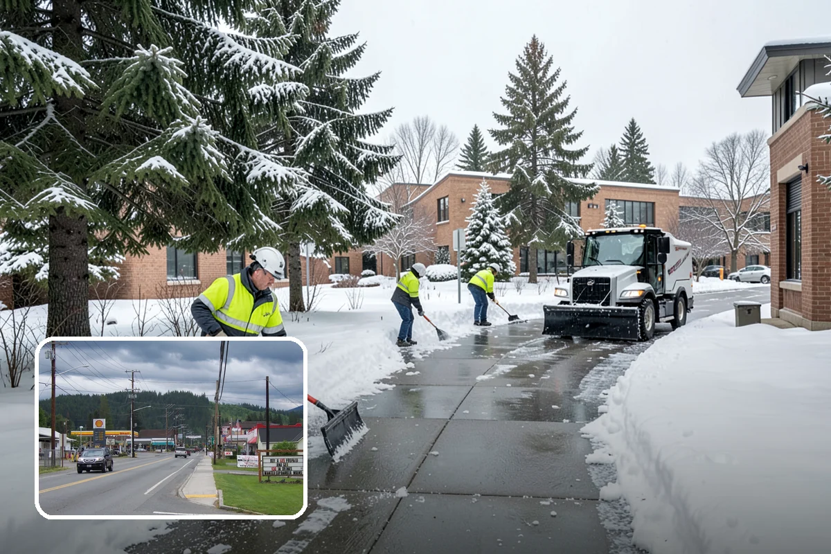 School Sidewalk Clearing in Granite Falls, Snohomish County, WA - Clears walks before arrival times