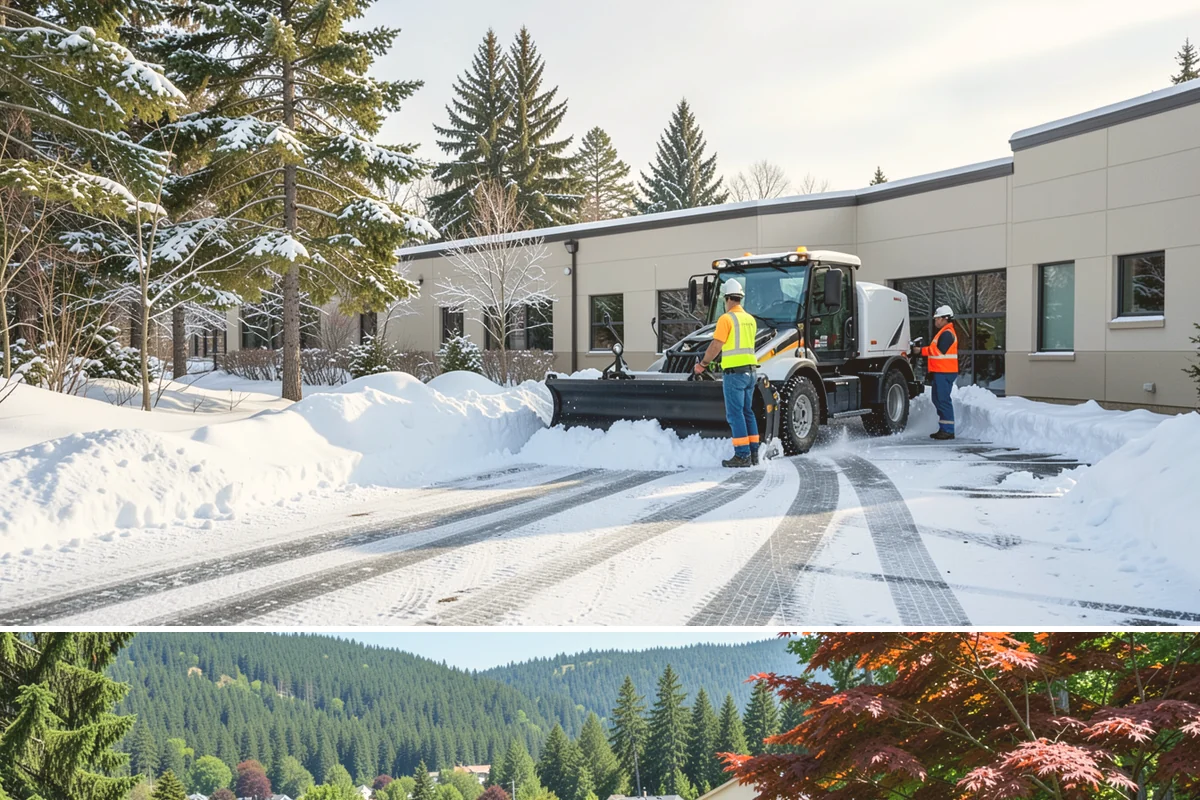 School Sidewalk Clearing in Index, Snohomish County, WA - School sidewalk clearing is critical on snow mornings throughout the winter term.