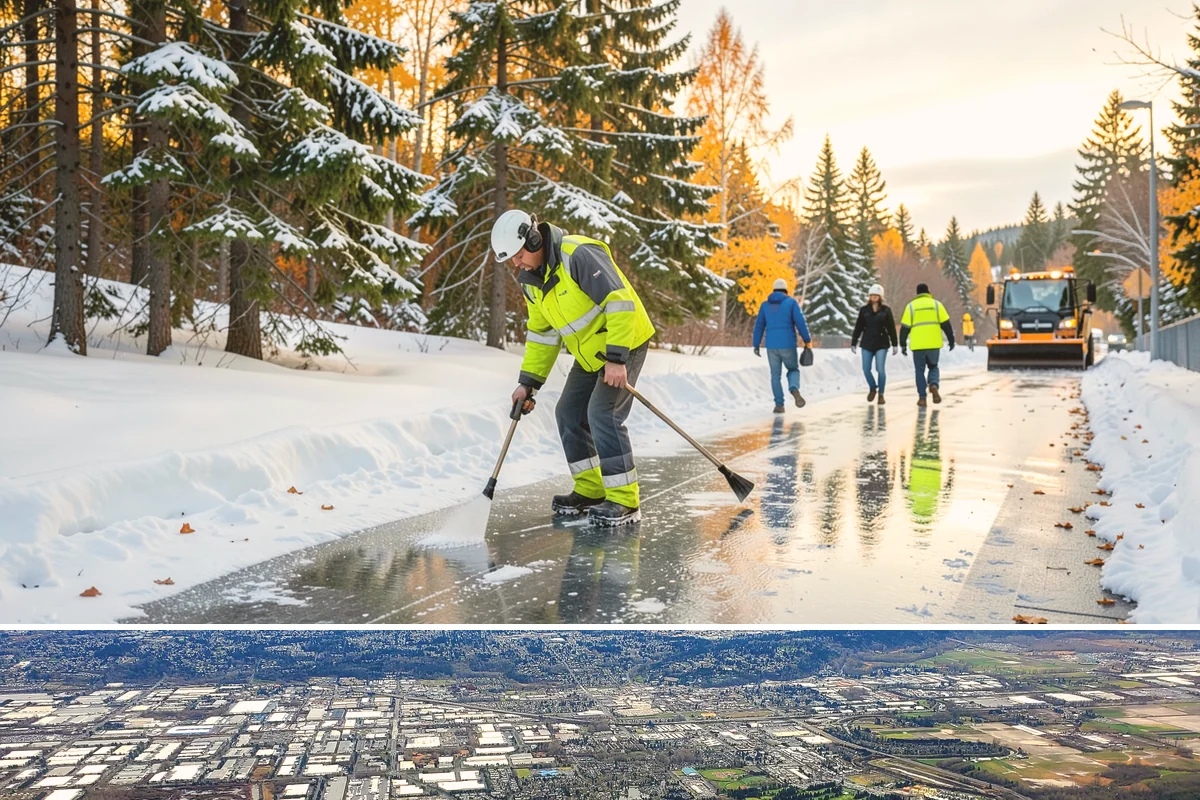 School Sidewalk Clearing in Kent, King County, WA - School sidewalk clearing is critical on snow mornings throughout the winter term.