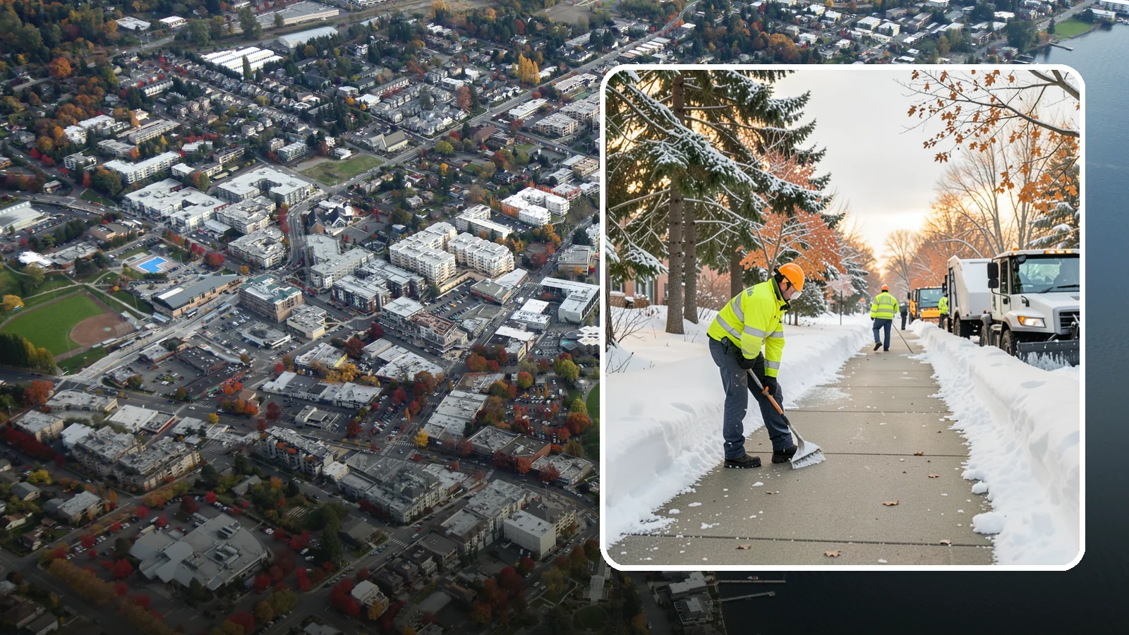 School Sidewalk Clearing in Kirkland, King County, WA - We clear school sidewalks and walkways early so students and staff arrive safely on snowy mornings.