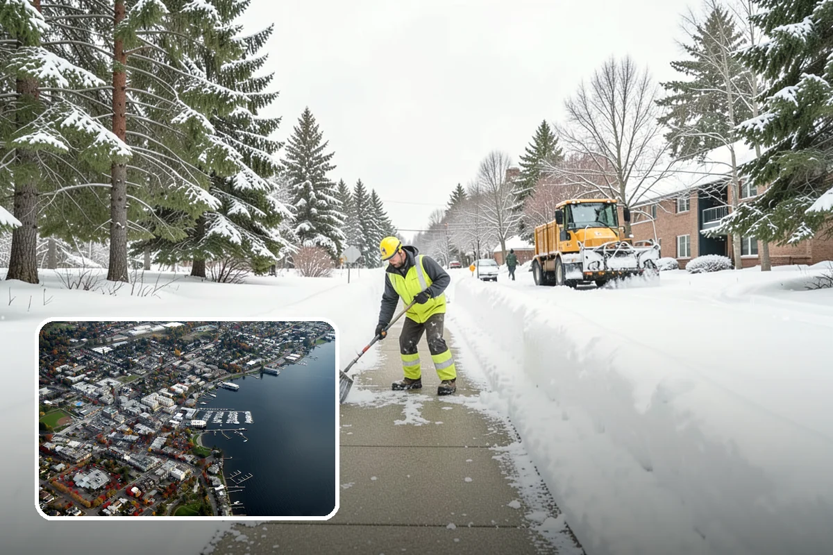 School Sidewalk Clearing in Kirkland, King County, WA - Clears walks before arrival times